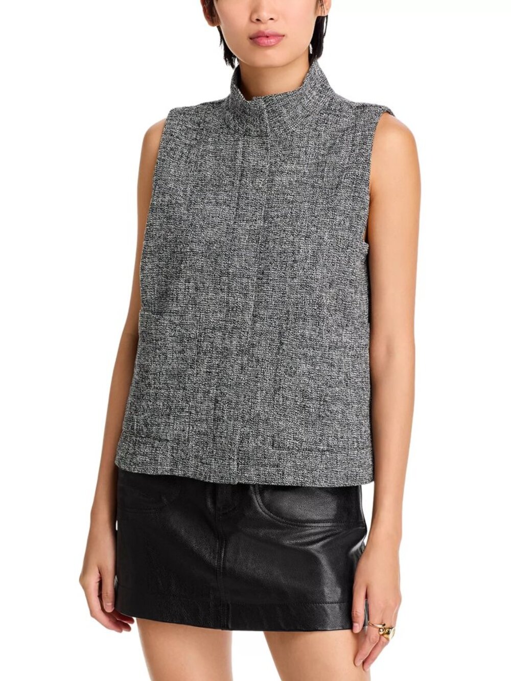 Eileen Fisher $228 Stand Collar Vest Black and White Sz 2X NWT!